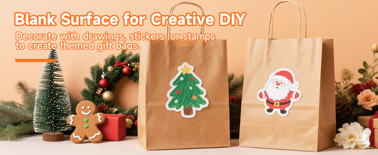 Plain brown paper bags for creative DIY, kraft gift bags for birthday, holidays, weddings