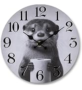 Tikonir Funny Otter Bathroom Clock Waterproof, 8 Inch Small Wall Clocks Battery Operated, Silent ...