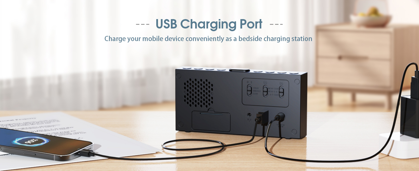 Alarm Clock with USB Charging Port