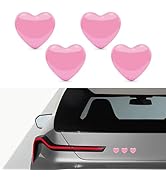 CouTunp 4PCS Heart Metal Car Emblem Stickers, 1.18" × 1.26" 3D Chrome Hearts Stickers, Cute Pink ...