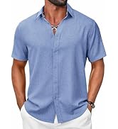 COOFANDY Mens Casual Button Down Shirt Short Sleeve Summer Shirt for Beach Vacation Resort Wear