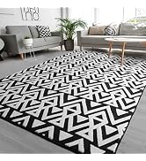 Ompaa Ultra Soft Geometric Bedroom Rugs Memory Foam Carpet, Black 5 x 8 Feet, Cozy Area Rugs for ...