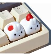 Tapbloom Artisan Keycaps, Cute Custom Couple Rabbits Bunny Key Caps for MX Mechanical Keyboard, R...