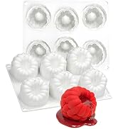 6-Cavity Raspberry Silicone Molds for Mousse Cake, Large Fluted Design, White