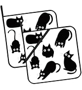 Cute Black Cat Pot Holders for Kitchen Heat Resistant Pot Holders Set of 2 Oven Hot Pads Pot Hold...