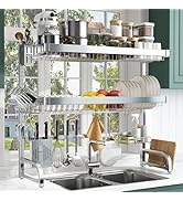 3 Tier Extra Large Stainless Steel Expandable Over The Sink Dish Drainer Drying Rack, Rust Proof ...