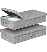 punemi Under Bed Storage With Lids, 2 Pack Large Underbed Storage Containers Clothes W/ 3 Handles...