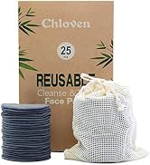 Chloven 25 Pack Charcoal Bamboo Reusable Makeup Remover Pads - Bamboo Reusable Cotton Rounds for ...