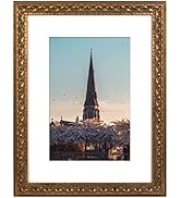 AUEAR, 12x16 Ornate Photo Frame, Bronze Color, with White Mat for 8x12 Picture & Real Glass (1 Pack)