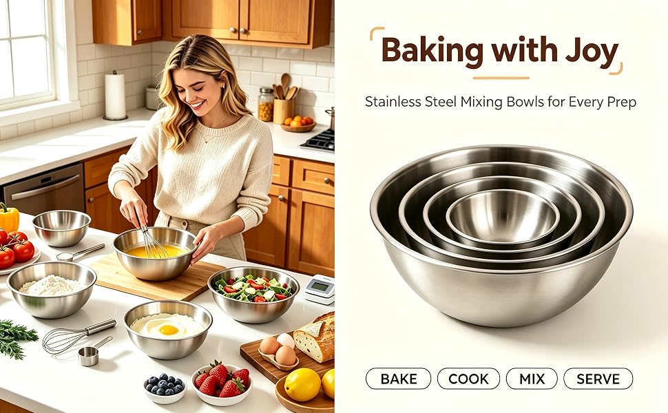 5-Piece Stainless Steel Mixing Bowls Set