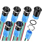 DaierTek 6pcs Latching Push Button Switch 12V LED Blue Waterproof ON Off Maintained 12 Volt 12mm ...