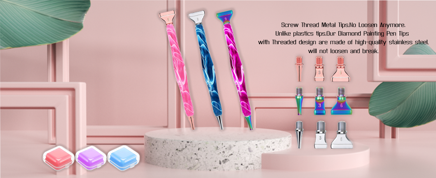 Diamond Art tool Color: Pink Pen; Rose gold Metal Tips