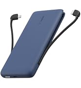 Belkin Portable Charger, Power Bank 10,000mAh, 23W w/Integrated Lightning Cable & USB-C Cable - i...