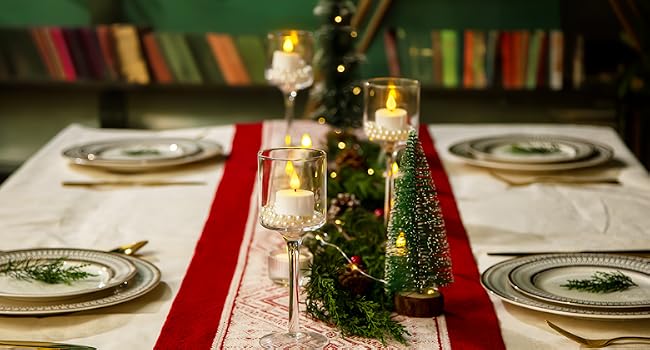 Christmas Decor, Winter Ambiance Lighting, Flameless Candles