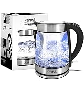 Zeppoli Electric Kettle - Stainless Steel Glass Tea Kettle with Speed Boil & Auto Shutoff - Hot W...
