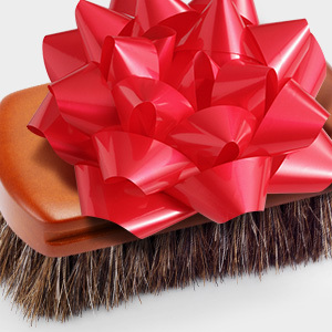 shoe polish brush ready as thoughtful and practical gift for someone who is leather care conscious