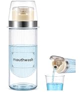 LGURT 13.5oz Clear Glass Mouthwash Dispenser with Measuring Cup | with Measuring Cup.Tilt to pour...