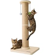 ZOMISIA 35'' Tall Cat Scratching Post, 4.7'' Large Scratch Post with Thicken Wooden Base for Indo...