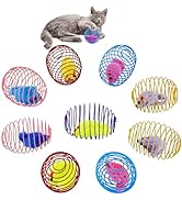 QUVOVID Cat Spring Toys 9 Packs Cat Spring Balls for Indoor Cats Metal Cage Balls with Mice, Cat ...