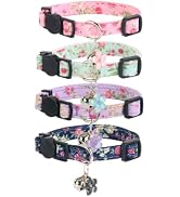Yizepet Cat Collars with Bells, Breakaway Kitten Collar, Cute Kitty Collar in 4 Pack, Pet Supplie...