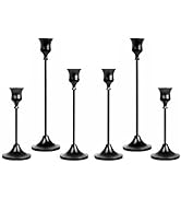 NLBTW Matte Black Candlestick Holders Set of 6, Candle Stick Taper Candle Holder, Vintage Decorat...