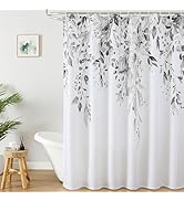 Colorful Star Grey Eucalyptus Waterproof Shower Curtain Set with Hooks, Minimalist Watercolor Flo...