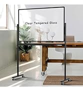 Mobile Clear Glass Whiteboard on Wheels - TANKEE 48" x 32" Dry Erase Board with Stand, Large Roll...