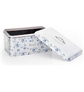 Laura Ashley China Rose Large Bread Box for Kitchen Countertop - Breadbox | Durable Bread Storage...