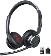 Wireless Headset with Mic for Work, USB A/C Dongle, Bluetooth 6.0 Headset with AI Noise Cancellin...