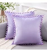 Top Finel Decorative Pillow Covers 16x16 Set of 2, Lavender Purple Couch Bed Pillow Covers with P...