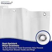 Microban_Medium Weight PEVA Shwr Liner_Grommets_Frost