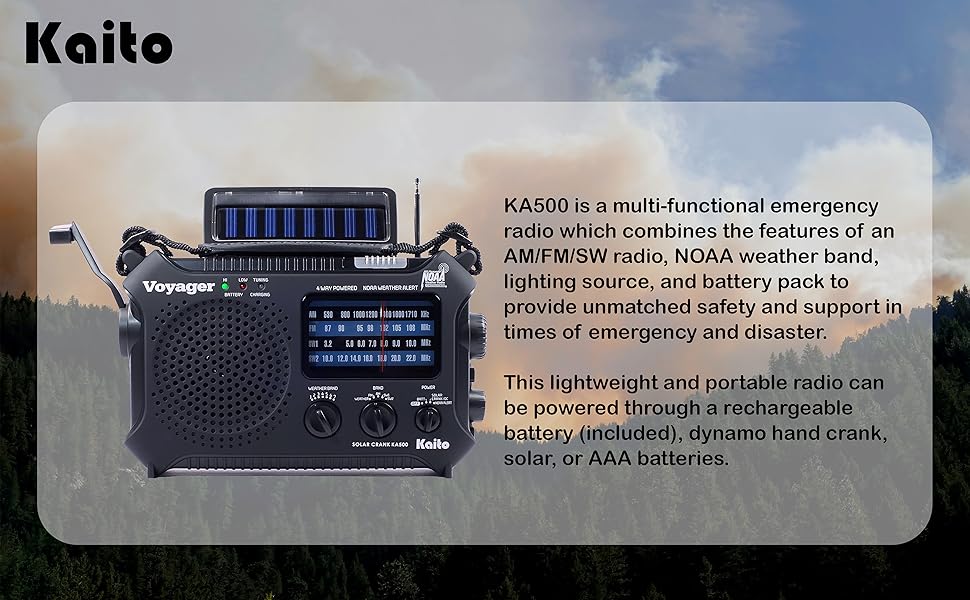 Kaito Voyager KA500 AM FM Shortwave NOAA weather emergency crank Radio