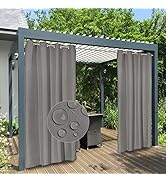 Easy-Going 100% Waterproof Outdoor Curtains Windproof Weatherproof Porch Curtains, Premium Thick ...
