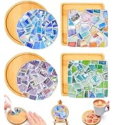 GHAHILI DIY Mosaic Kits for Adults Glass Mosaic Tiles for Crafts with Wooden Coasters for Women M...