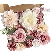 Roses Artificial Flowers Pink Bouquets Box Set for DIY Bridal Wedding Shower Decorations Fake Flo...