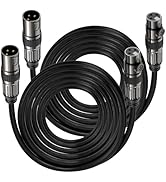XLR Microphone Cables, 2 Pack 15 Feet Oxygen-Free Copper 3-Pin Male to Female Microphone Cable fo...