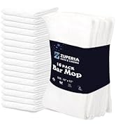 ZUPERIA Premium Bar Mop 16 Pack (12 x 12) - 100% Cotton Cleaning Towels Made with Ribbed Design f...