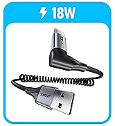 Right Angle Coiled USB C, 90 Degree USB A to USB C for Android Auto & Carplay, USB Type C Charging