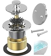 Sogmeter Chrome Plated Bathtub Drain, Hair Catcher and 2-Hole Overflow Faceplate, 11.5/16 UNC, Li...