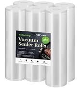 Vacuum Sealer Bags For Food:6 Rolls 11"x20' Commercial Grade BPA Free Bag Rolls Durable Customize...