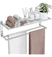 VOTZAAQ Towel Racks for Bathroom - 24 in Bath Towel Shelf with Double Towel Bar, Stainless Steel ...