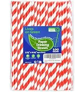 Lives on Green 7.75 inch Red White Striped Paper Straws