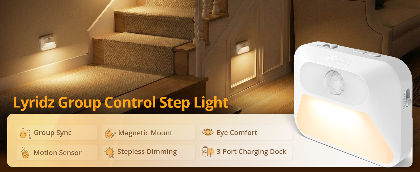 group control step night light with motion sensor