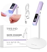 SAVILAND Handheld U V Light for Gel Nails: Magnetic Stand & 10S Flash Cure Mini Nail Light 3-Time...