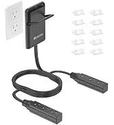 6FT Ultra Flat Plug Dual Extension Cord with 6 Outlets, Ultra-Thin Outlet Cover Power Bar, Outlet...