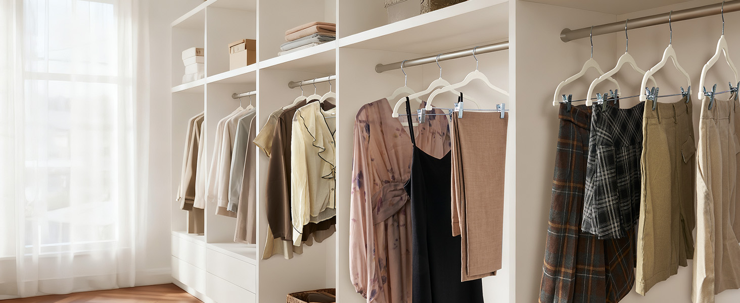 White Velvet Hangers for Closet Storage