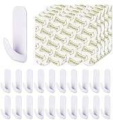 Gluest 20pcs Adhesive Wall Hooks with 20 Adhesive Strips, Damage Free Hook for Wall Hanging, Remo...