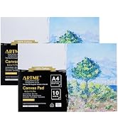 ARTME A4 Canvas Pad 2pk, 10 Sheets 280gsm, for Oil and Acrylic Painting. Triple Primed, Acid Free...