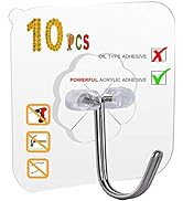 33lbs Adhesive Sticky Hooks for Hanging on Wall or Ceiling, Heavy Duty, Traceless, No Damage(10pcs)