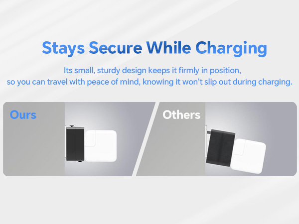 travel with peace of mind, knowing it won't slip out during charging.